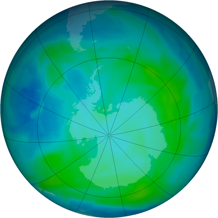 Antarctic ozone map for 27 January 2012